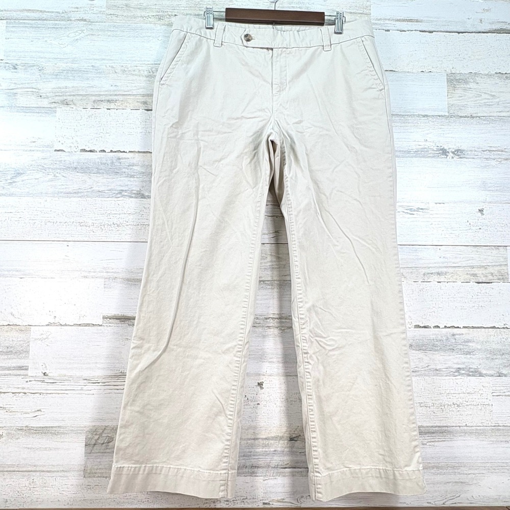 Eddie Bauer Mercer Fit Tan Khaki Chino‎ Straight Leg Pants Womens 14 Classic